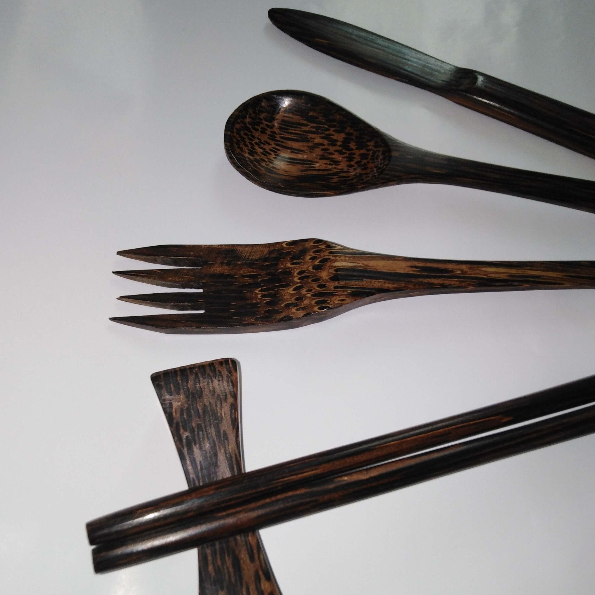 Palm Wood Cutlery 4 place setting (24 piece pack)