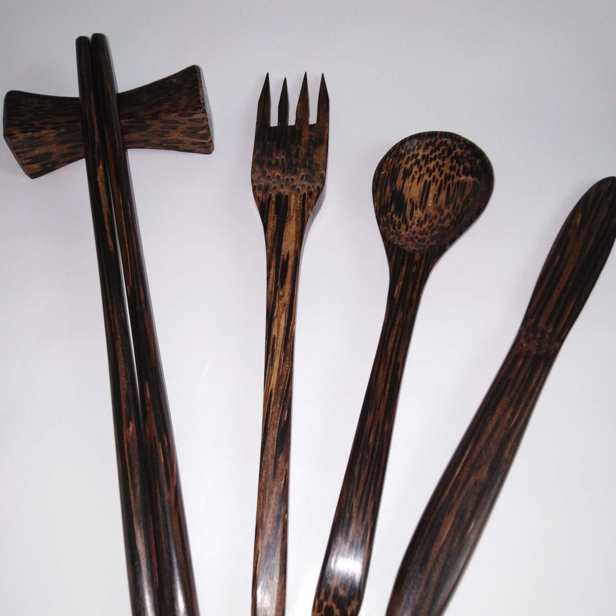 Palm Wood Cutlery 4 place setting (24 piece pack)