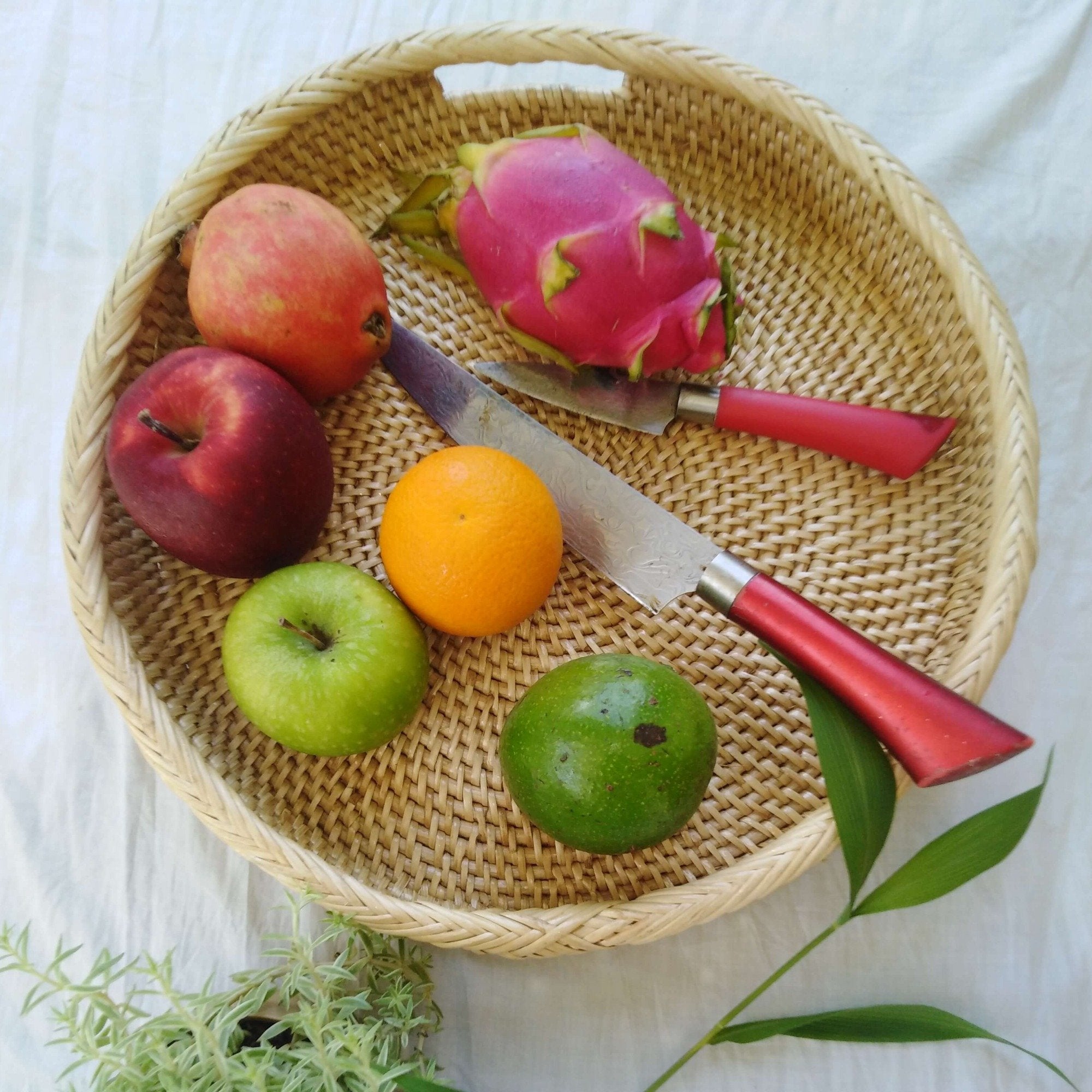 Circular Cane Woven Tray