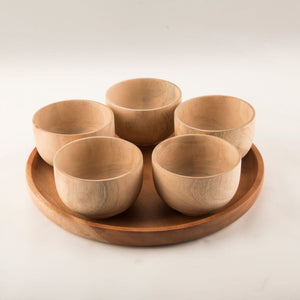 Wooden Bowls (5 piece pack) & Platter